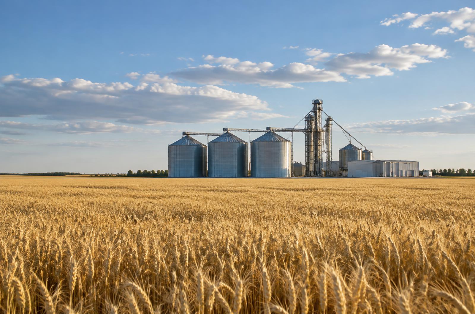 Prairie grain field and grain handling facility